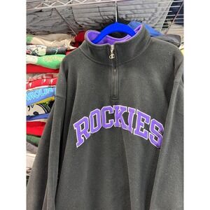 Champion Colorado Rockies Quarter Zip Fleece Pullover Black Purple Mens XXL